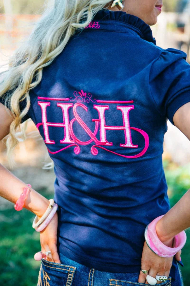 Hitchley and Harrow Womens Shirts 06 / Navy Hitchley & Harrow Polo Womens Fitted