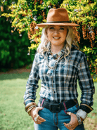 Hitchley and Harrow Womens Shirts 06 / Navy/White/Tan Hitchley & Harrow Shirt Womens Fitted Check