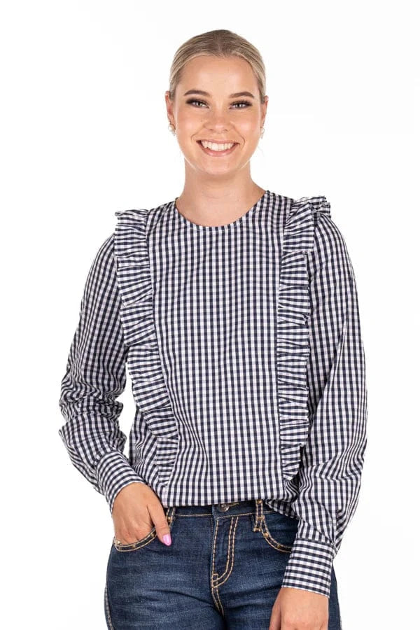 Hitchley and Harrow Womens Shirts 06 / Navy Wisteria Lane Top Womens Check