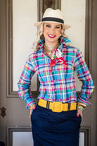Hitchley and Harrow Womens Shirts 06 / Pink/Blue Check Hitchley & Harrow Shirt Womens Fitted Ranch Range