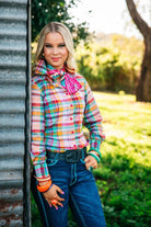 Hitchley and Harrow Womens Shirts 06 / Pink/Orange/Green/Turquoise/White Hitchley & Harrow Shirt Womens Fitted Check