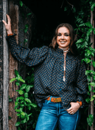 Hitchley and Harrow Womens Shirts 2XS Hitchley & Harrow Top Womens Linen Collection Brown Polka Dot