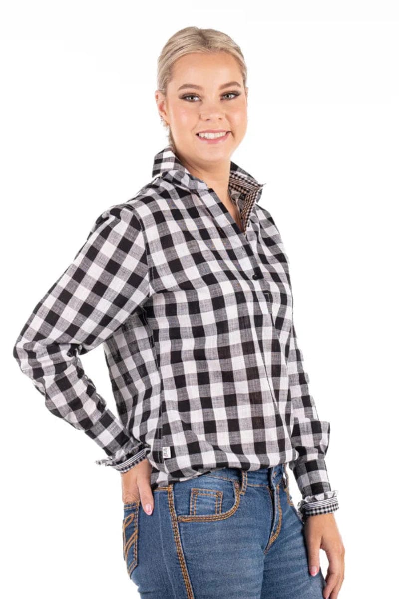 Hitchley and Harrow Womens Shirts Hitchley and Harrow Loose Fit Black & White Check Shirt