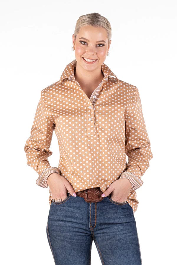 Hitchley and Harrow Womens Shirts Hitchley and Harrow Shirt Womens Loose Fit Polka Dot (O80)