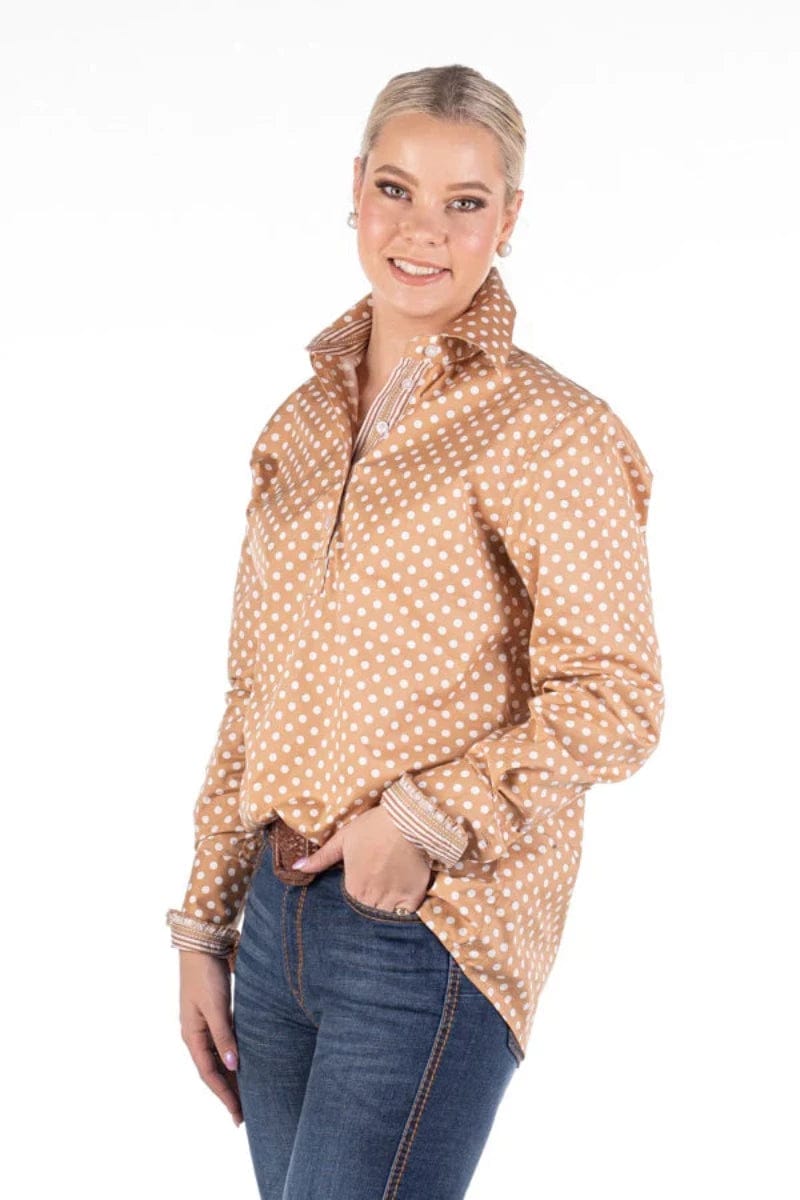 Hitchley and Harrow Womens Shirts Hitchley and Harrow Shirt Womens Loose Fit Polka Dot (O80)