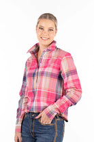 Hitchley and Harrow Womens Shirts Hitchley & Harrow Shirt Womens Relaxed Fit Half Button Check