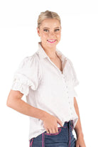 Hitchley and Harrow Womens Shirts XS / White Hitchley & Harrow Top Womens Embroidered
