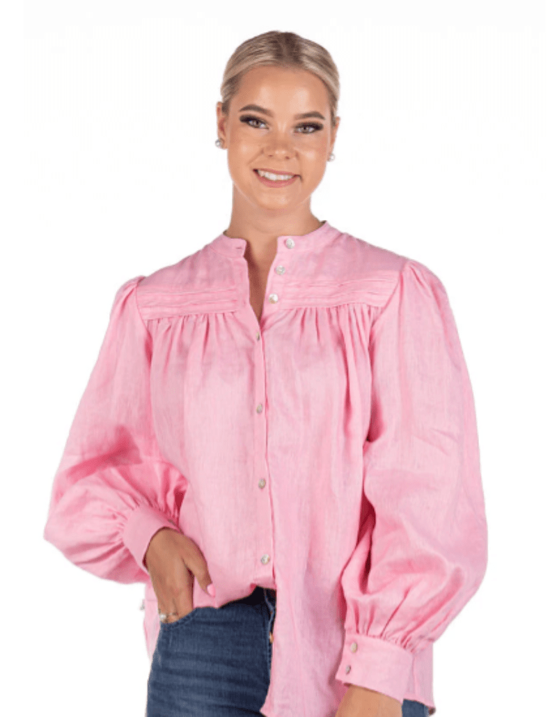 Hitchley and Harrow Womens Tops XS / Baby Pink Hitchley & Harrow Top Womens Linen