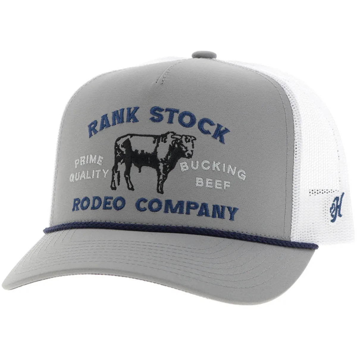 Hooey Caps Grey/White Hooey Cap Trucker Rank Stock