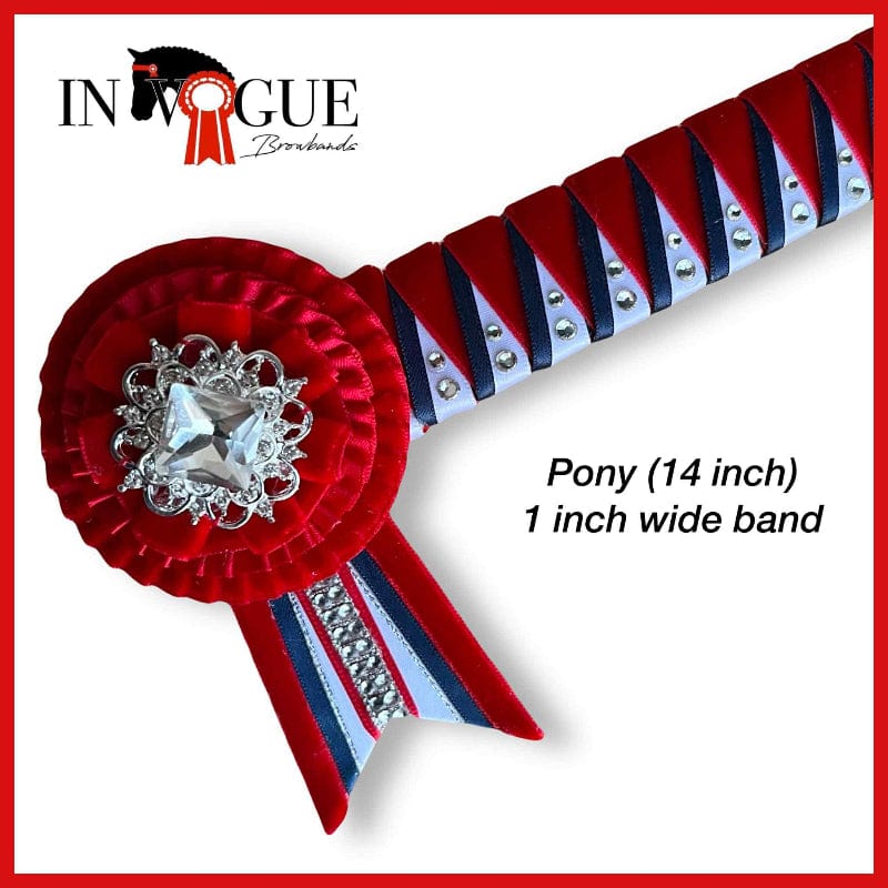In Vogue Browbands Bridle Accessories Pony / Red/White/Blue In Vogue Browband Ribbon/Velvet