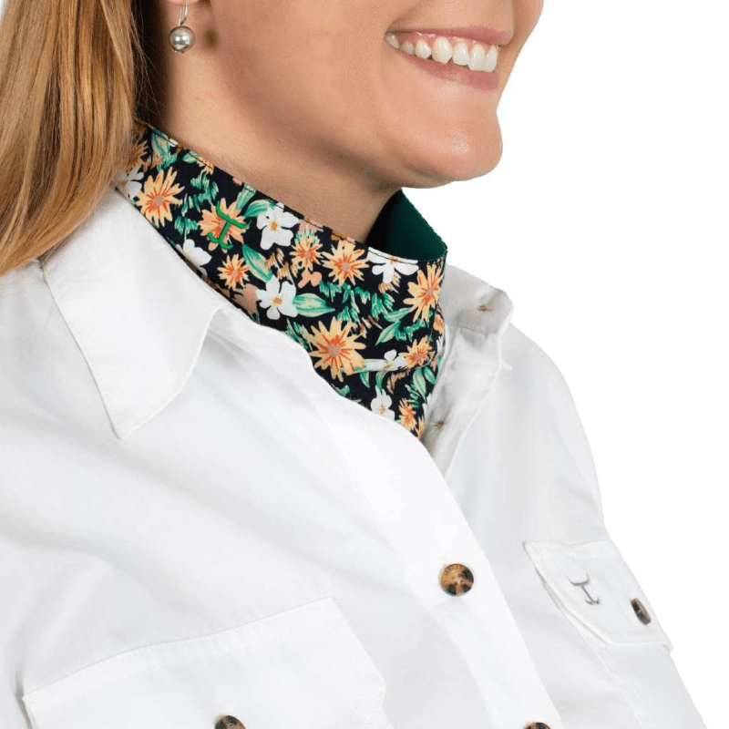 Just Country Bandanas & Scarves Black Camelias/Dark Green Just Country Scarf Carlee Doubled Sided