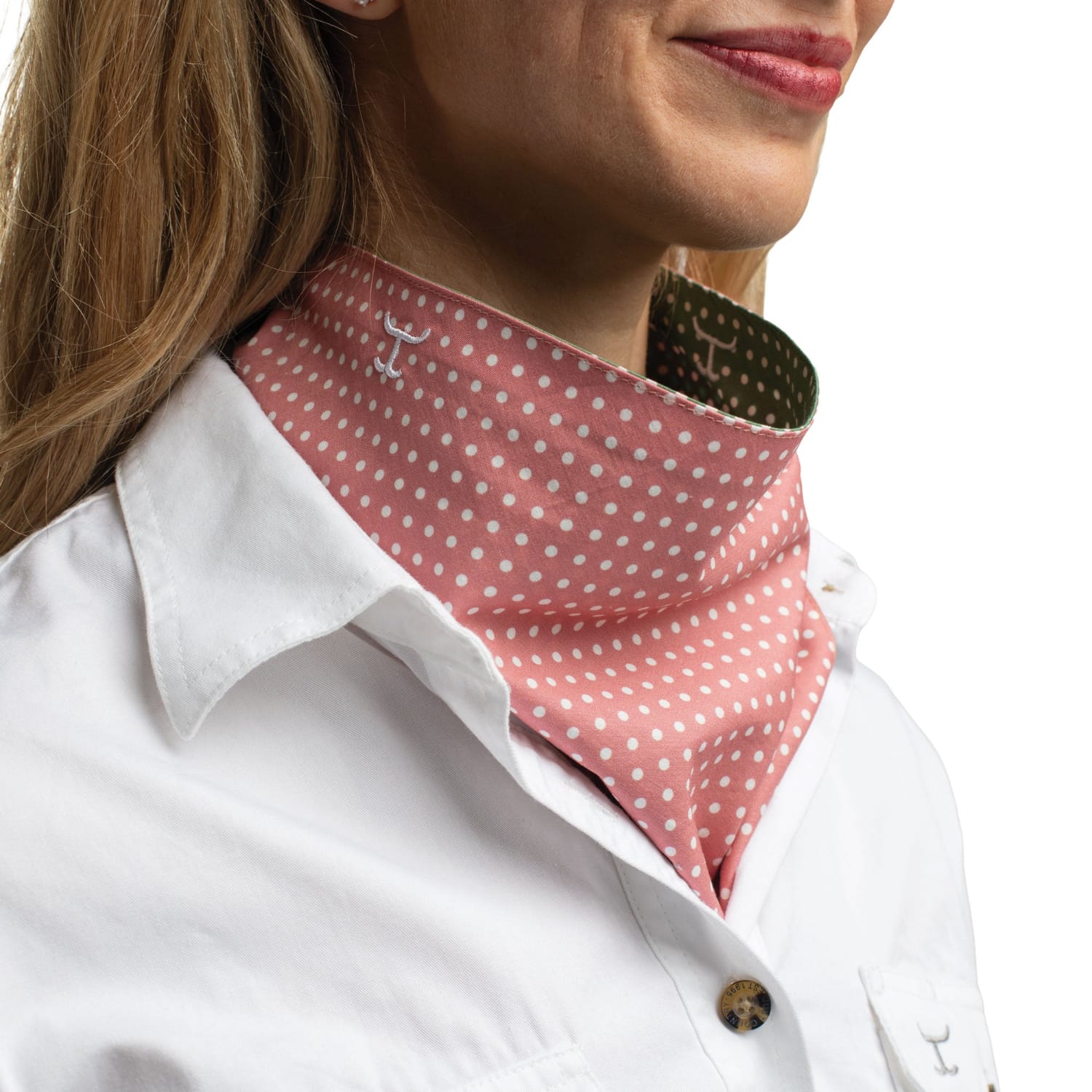 Just Country Bandanas - Scarves Eucalyptus/White Mini Spots and Rosewater/White Spots Just Country Scarf Carlee Double Sided
