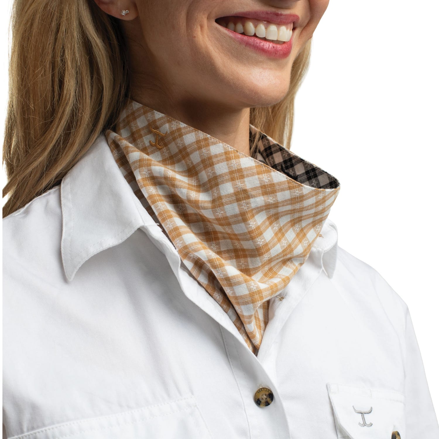 Just Country Bandanas - Scarves Mustard/White Check and Black/White Check Just Country Scarf Carlee Double Sided