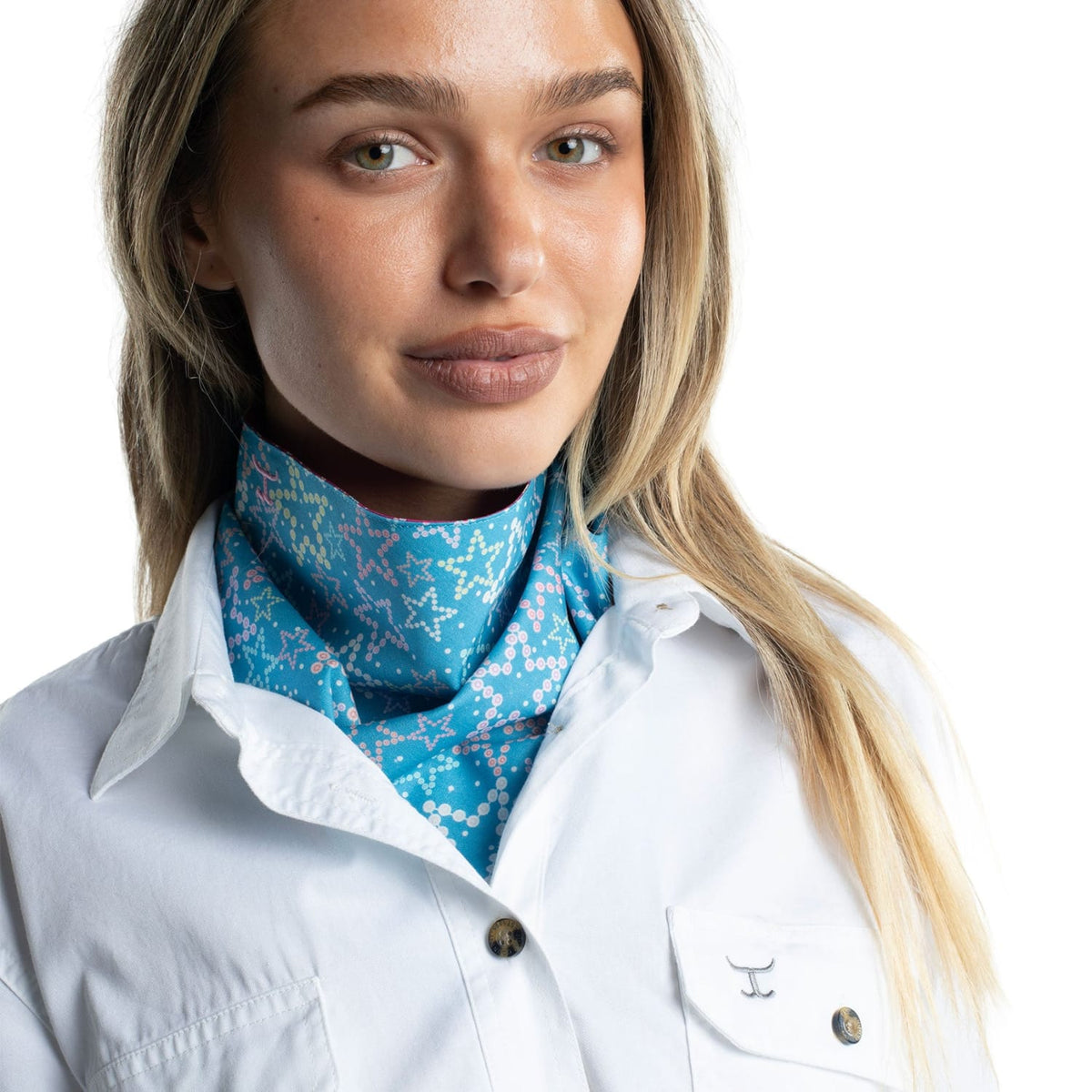Just Country Bandanas - Scarves Swedish Blue Stars/Fuchsia Stars Just Country Scarf Womens Carlee Double Sided
