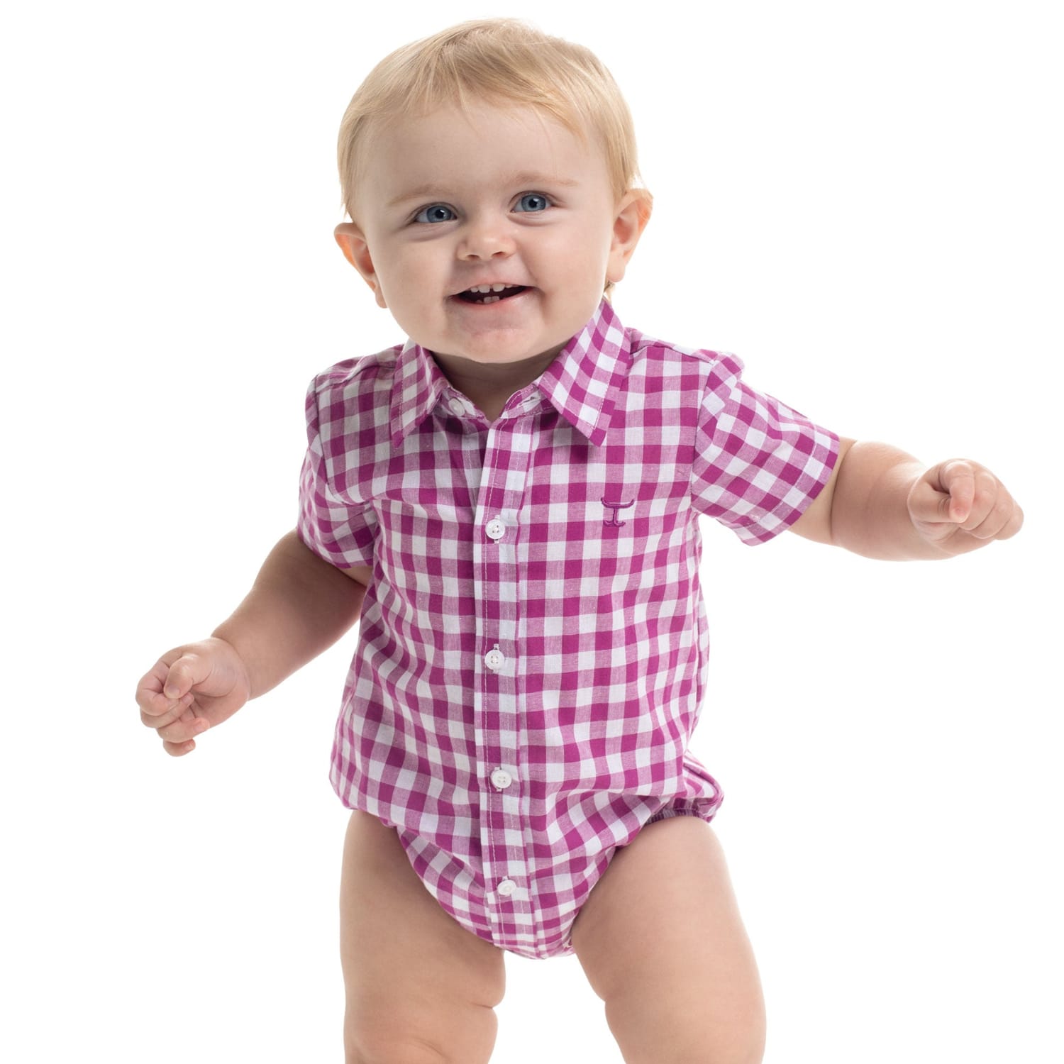 Just Country Kids Shirts 0 / Magenta/White Just Country Jumpsuit Infant Frankie Full Button Check