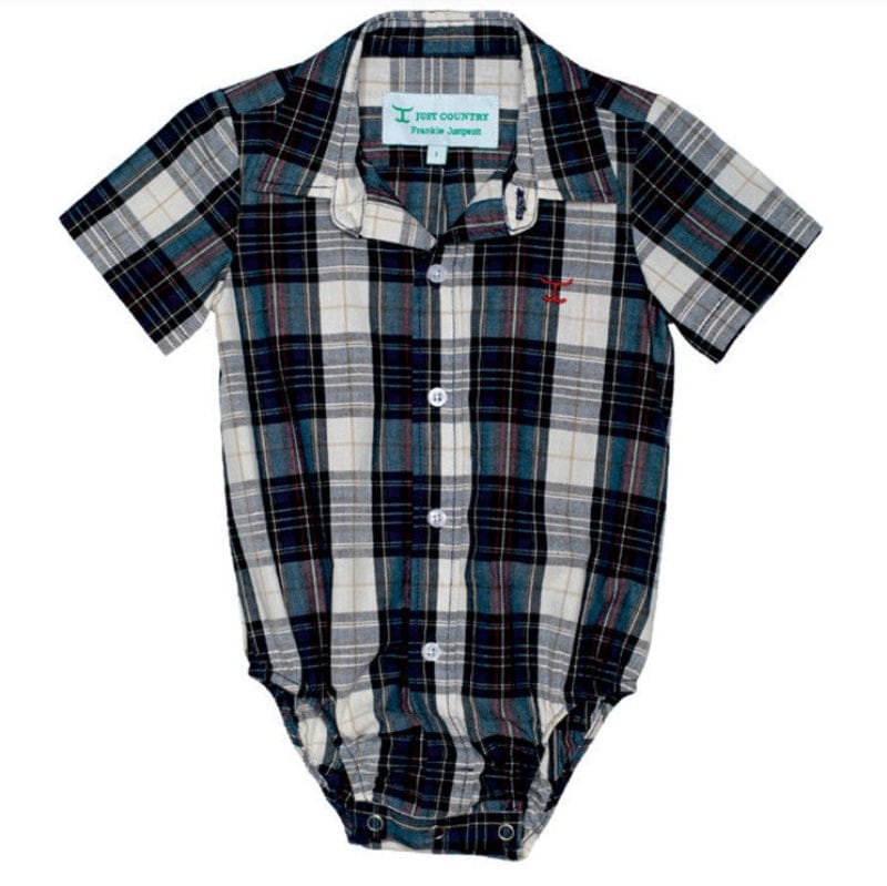 Just Country Kids Shirts 0 / Navy/Red Just Country Romper Infant Frankie Full Button Plaid