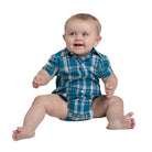 Just Country Kids Shirts 0 / Petrol Plaid Just Country Jumpsuit Infant Frankie Full Button