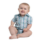 Just Country Kids Shirts 0 / Riviera Blue/Sea Green Just Country Jumpsuit Infants Frankie Full Button Plaid