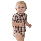 Just Country Kids Shirts 0 / Tan/Chocolate/White Just Country Jumpsuit Infant Frankie Full Button Plaid