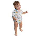 Just Country Kids Shirts 0 / White Farm Print Just Country Jumpsuit Infant Fankie Full Button