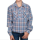 Just Country Kids Shirts 2XS / Blue/Navy/Orange Plaid Just Country Shirt Boys Brayden Half Button