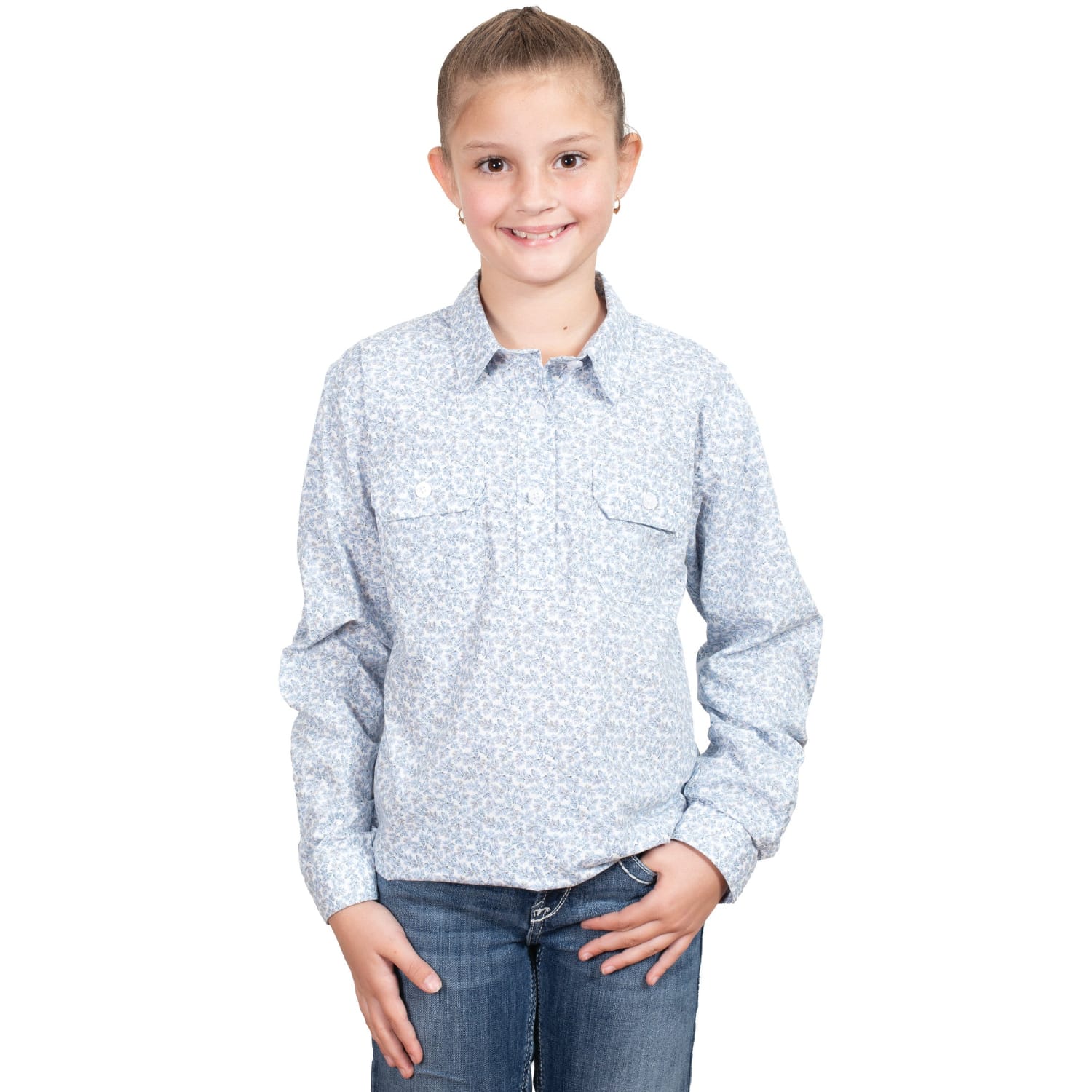 Just Country Kids Shirts 2XS / White Mini Fern Just Country Girls Harper Workshirt