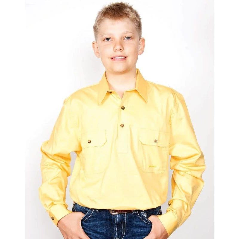 Just Country Kids Shirts Just Country Boys Lachlan Half Button Workshirt (30303)