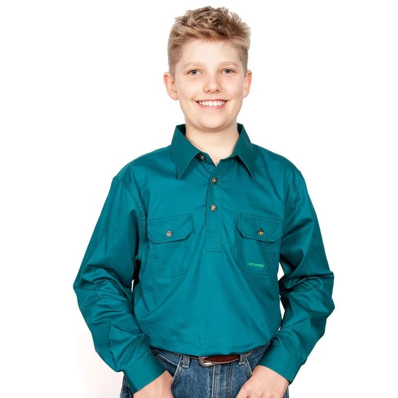 Just Country Kids Shirts Just Country Boys Lachlan Half Button Workshirt (30303)