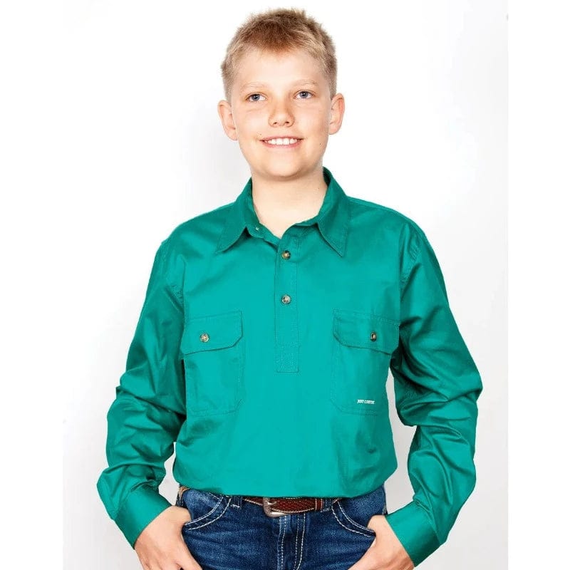 Just Country Kids Shirts Just Country Boys Lachlan Half Button Workshirt (30303)