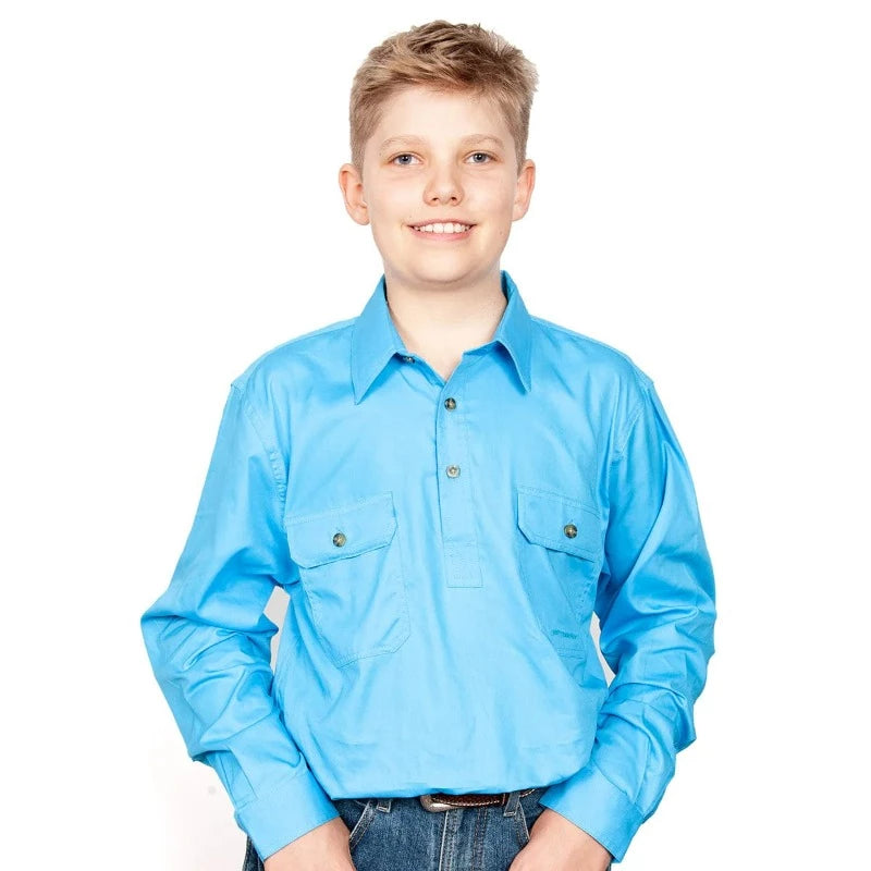 Just Country Kids Shirts Just Country Boys Lachlan Half Button Workshirt (30303)