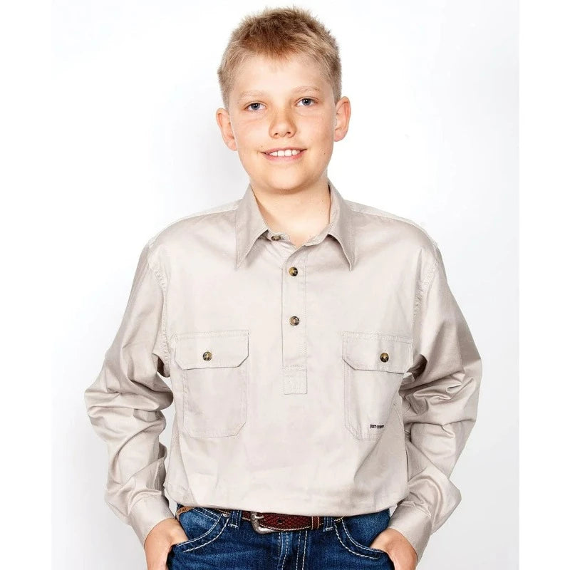 Just Country Kids Shirts Just Country Boys Lachlan Half Button Workshirt (30303)