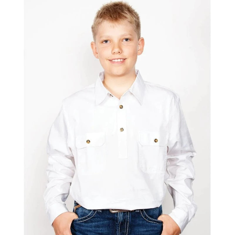 Just Country Kids Shirts Just Country Boys Lachlan Half Button Workshirt (30303)