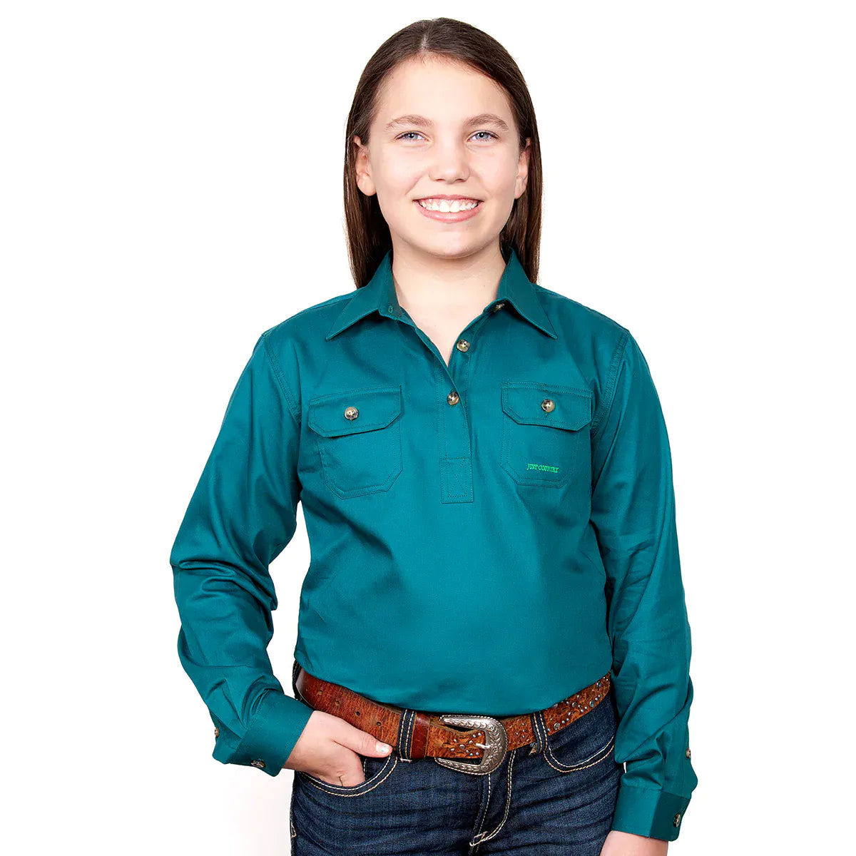 Just Country Kids Shirts Just Country Workshirt Girls Kenzie Half Button