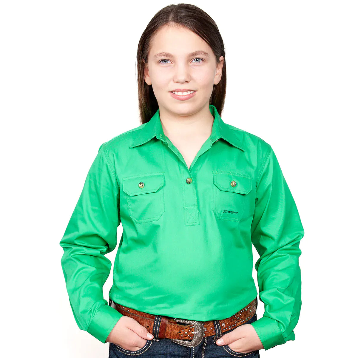 Just Country Kids Shirts Just Country Workshirt Girls Kenzie Half Button
