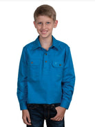 Just Country Kids Shirts L 10-12 / Blue Jewell Just Country Boys Lachlan Half Button Workshirt