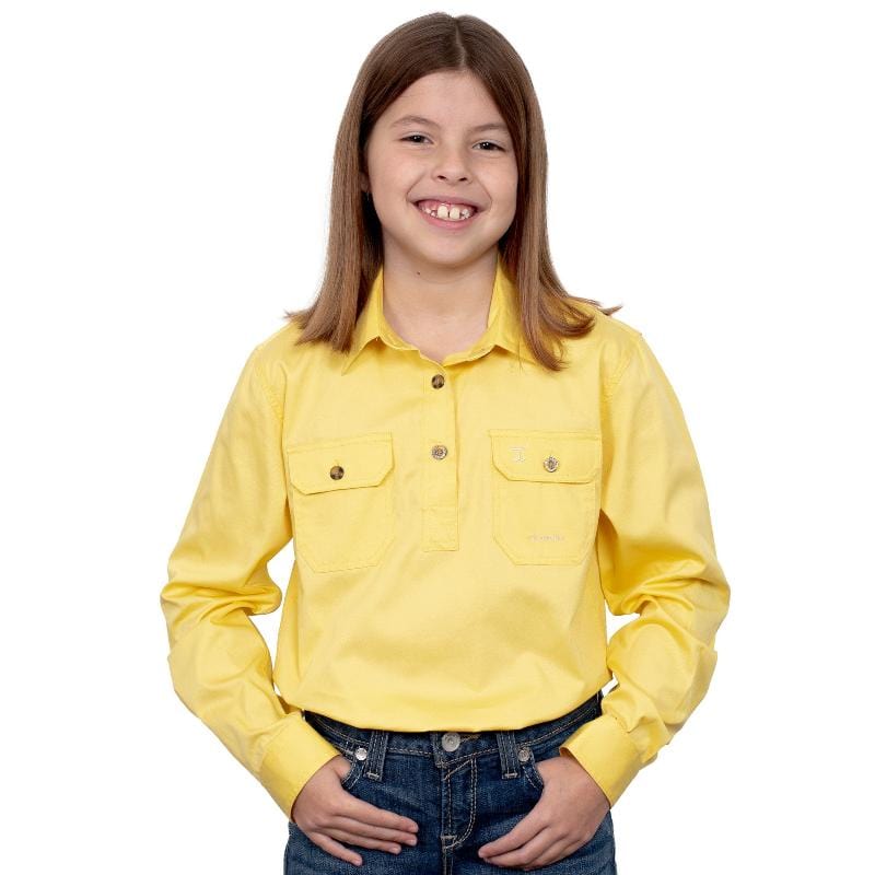 Just Country Kids Shirts L 10-12 / Butter Just Country Workshirt Girls Kenzie Half Button