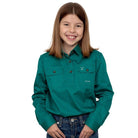 Just Country Kids Shirts L 10-12 / Dark Green Just Country Workshirt Girls Kenzie Half Button