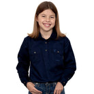 Just Country Kids Shirts L 10-12 / Navy Just Country Workshirt Girls Kenzie Half Button