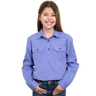 Just Country Kids Shirts L 10-12 / Periwinkle Just Country Workshirt Girls Kenzie Half Button