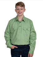 Just Country Kids Shirts L 10-12 / Sage Just Country Boys Lachlan Half Button Workshirt