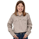 Just Country Kids Shirts L 10-12 / Stone Just Country Workshirt Girls Kenzie Half Button