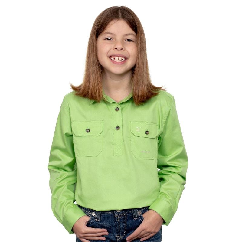 Just Country Kids Shirts M 8-9 / Lime Just Country Workshirt Girls Kenzie Half Button