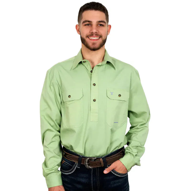Just Country Mens Shirts 2XL / Sage Just Country Workshirt Mens Cameron Half Button (10101)