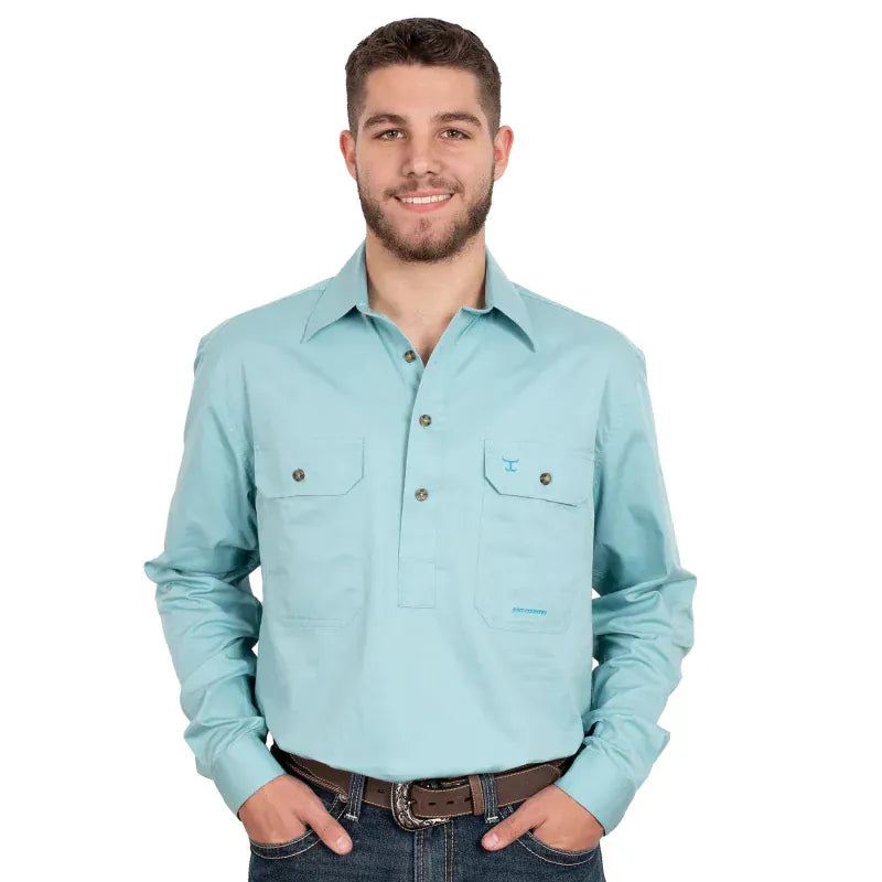 Just Country Mens Shirts 3XL / Reef Just Country Workshirt Mens Cameron Half Button (10101)