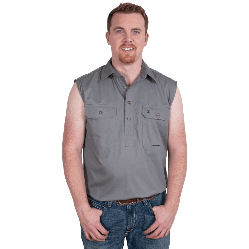 Just Country Mens Shirts 3XL / Steel Grey Just Country Workshirt Mens Jack Sleeveless (10103)