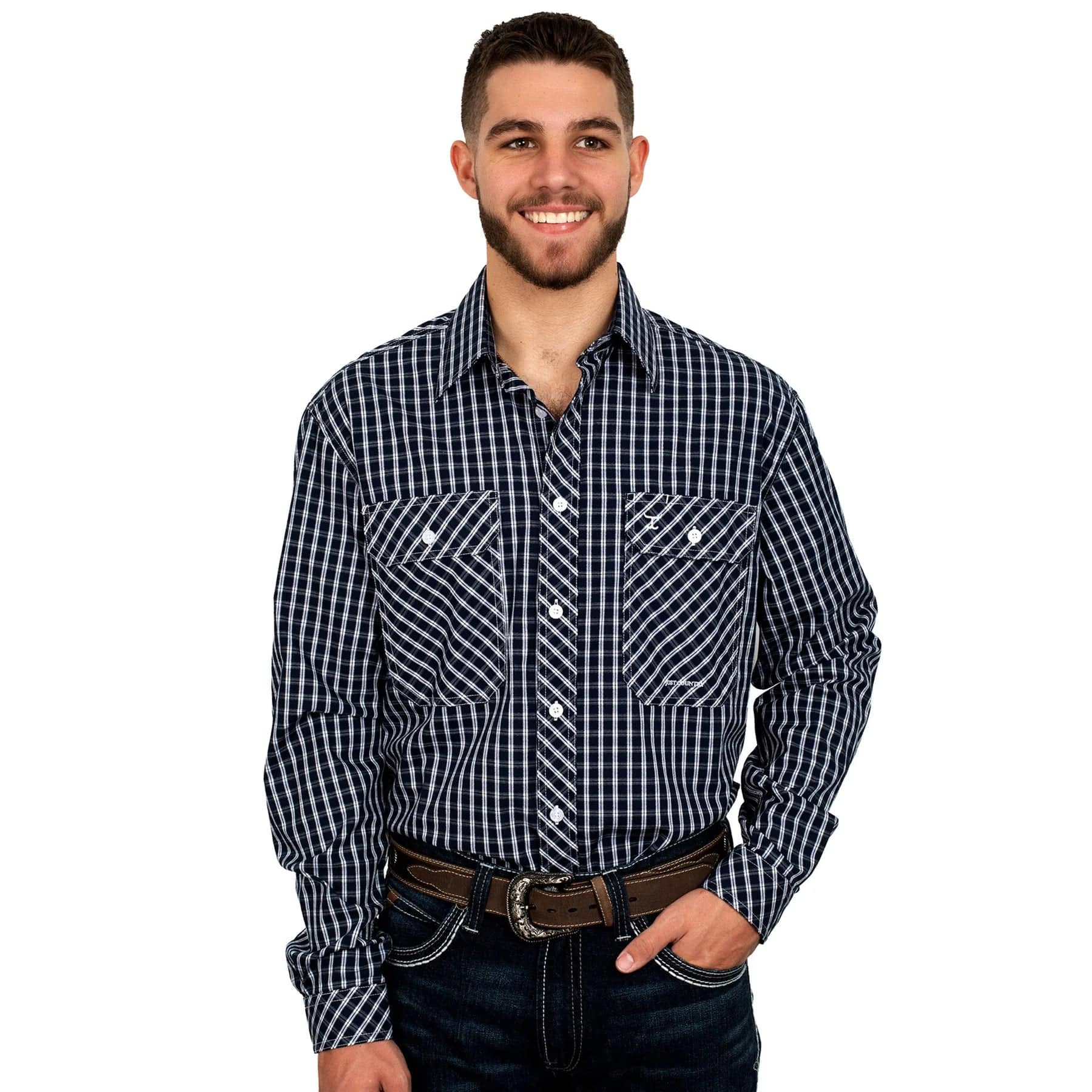 Just Country Mens Shirts Just Country Workshirt Mens Austin Full Button (MWLS2365)