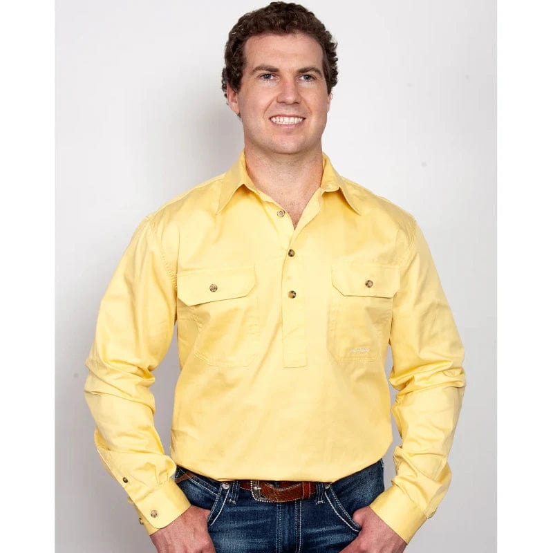 Just Country Mens Shirts M / Butter Just Country Workshirt Mens Cameron Half Button (10101)