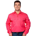 Just Country Mens Shirts M / Hot Pink Just Country Workshirt Mens Cameron Half Button (10101)