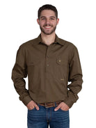 Just Country Mens Shirts S / Bark Just Country Workshirt Mens Cameron Half Button (10101)