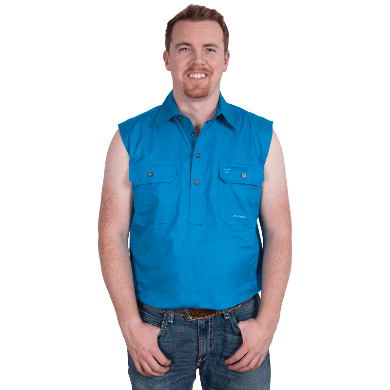 Just Country Mens Shirts S / Blue Jewel Just Country Workshirt Mens Jack Sleeveless (10103)